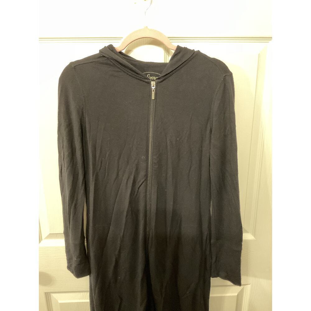 Soma Modal Zip Up Long Maxi Hooded Robe in Black, XS - Picture 3 of 6